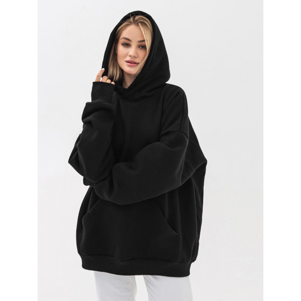 Худі оверсайз утеплений шоколадний  RAY OVERSIZE Чорний