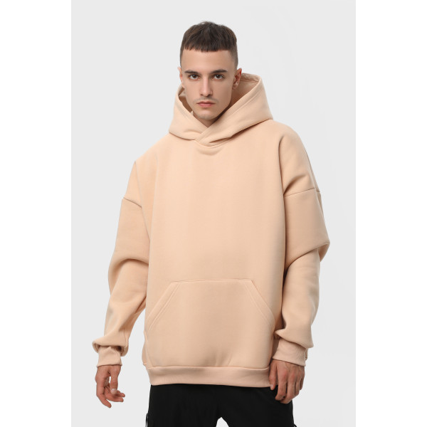 Худи оверсайз утеплённое RAY OVERSIZE, чёрный, бежевый