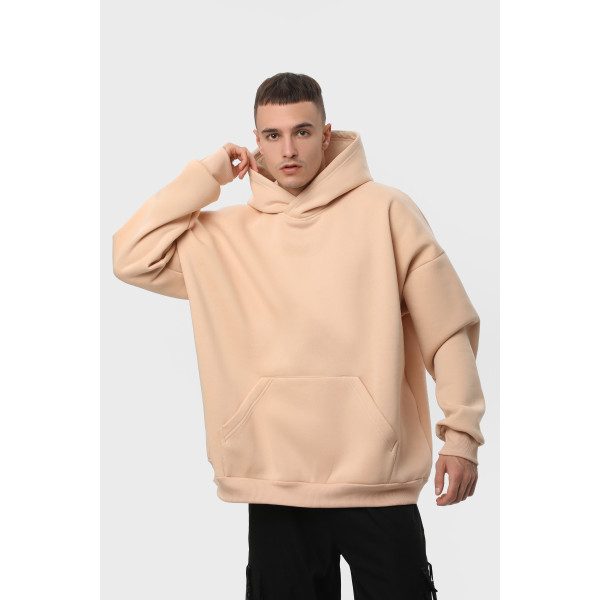 Худи оверсайз утеплённое RAY OVERSIZE, чёрный, бежевый