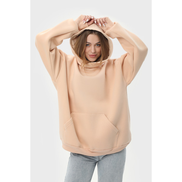 Худи оверсайз утеплённое RAY OVERSIZE, чёрный, бежевый
