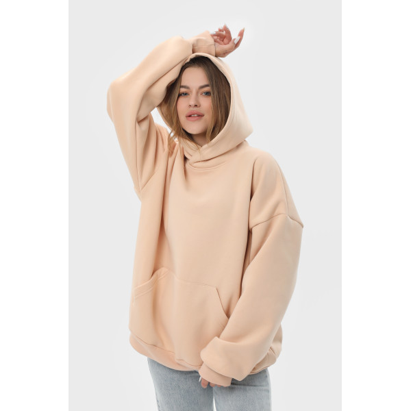 Худи оверсайз утеплённое RAY OVERSIZE, чёрный, бежевый