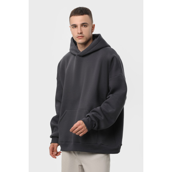 Худи оверсайз утеплённое чёрное RAY OVERSIZE серый