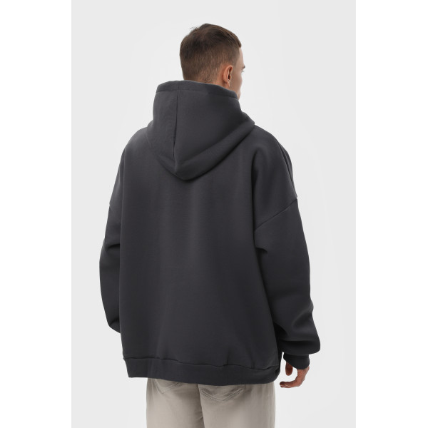 Худи оверсайз утеплённое чёрное RAY OVERSIZE серый