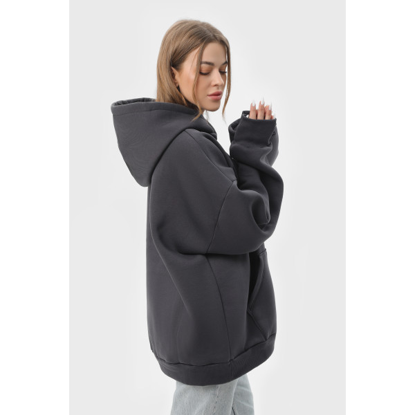 Худи оверсайз утеплённое чёрное RAY OVERSIZE серый
