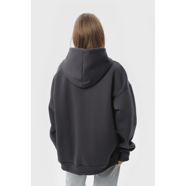 Худи оверсайз утеплённое чёрное RAY OVERSIZE серый