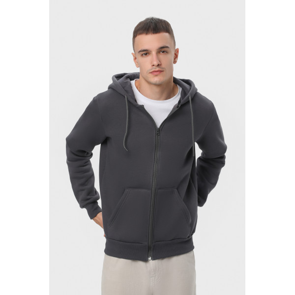 Худи утеплённое на замке RAY BASIC U0405L-Black Сірий