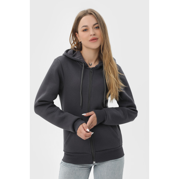 Худи утеплённое на замке RAY BASIC U0405L-Black Сірий