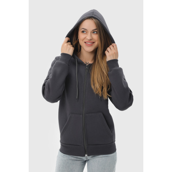 Худи утеплённое на замке RAY BASIC U0405L-Black Сірий