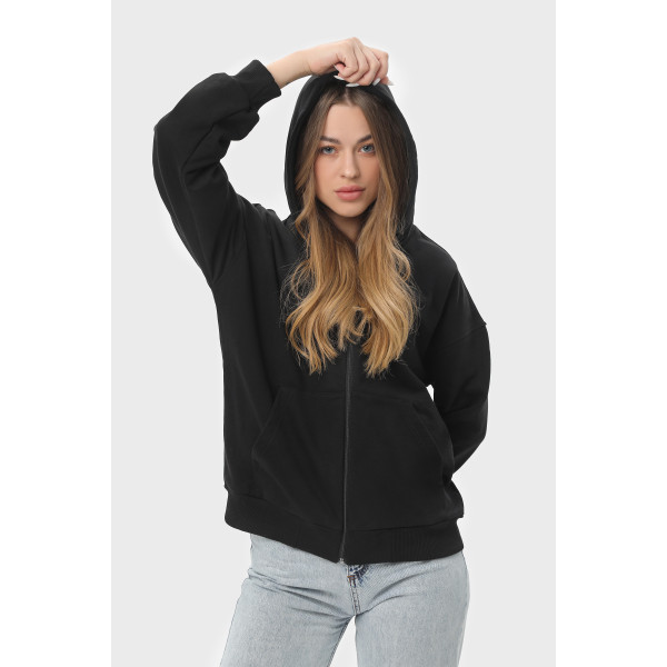 Худи на замке RAY PREMIUM LOOSE, чёрный