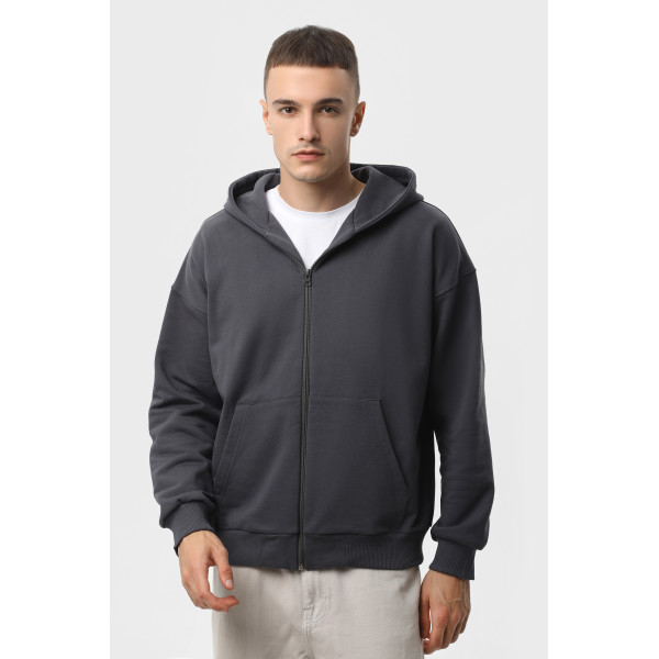 Худі на замке чёрный RAY PREMIUM LOOSE Сірий