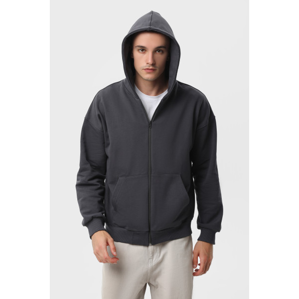 Худі на замке чёрный RAY PREMIUM LOOSE Сірий