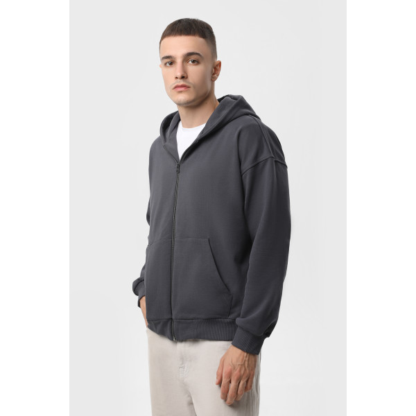 Худі на замке чёрный RAY PREMIUM LOOSE Сірий