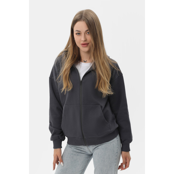 Худі на замке чёрный RAY PREMIUM LOOSE Сірий