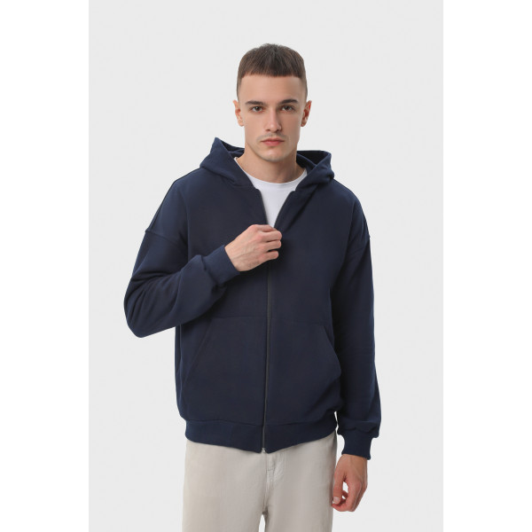 Худі на замку чорний RAY PREMIUM LOOSE  UNISEX Синій
