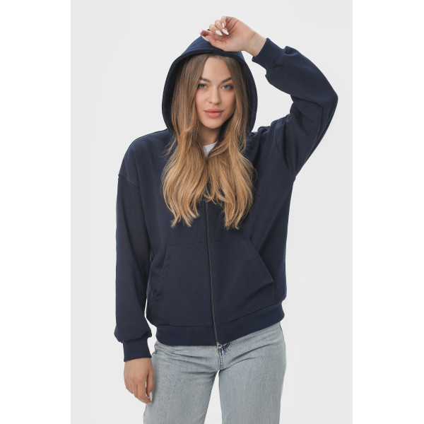 Худі на замку чорний RAY PREMIUM LOOSE  UNISEX Синій