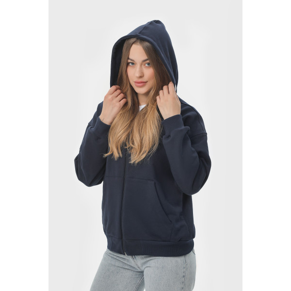 Худі на замку чорний RAY PREMIUM LOOSE  UNISEX Синій